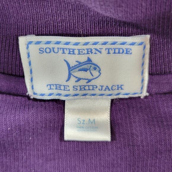 Southern Tide The Skip Jack Sweater Mens M Purple Ribbed Knit 1/4 Zip Logo - Picture 2 of 15